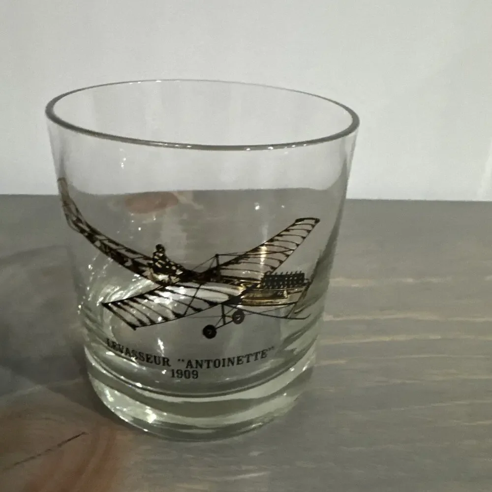 Vintage ‘Plane’ Bar Glass Tumbler 3 1/2